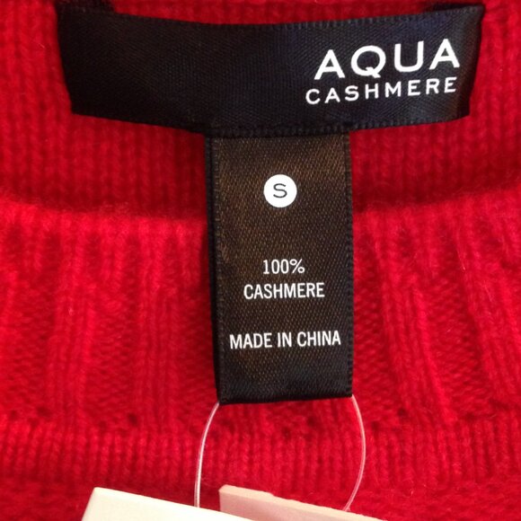 Aqua Cashmere Sweater Red Small NWT - Picture 3 of 4